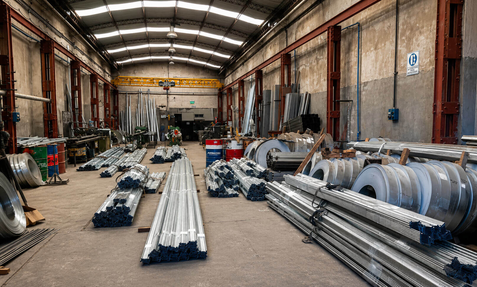 Nave de producción de Inducort con materia prima y maquinaria
